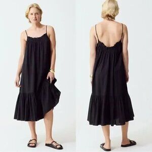 J. Crew Black Ruffle Beach Dress in Airy Gauze Size Small/Medium